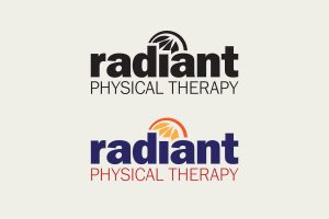 radiant physical therapy logos in black + white and color